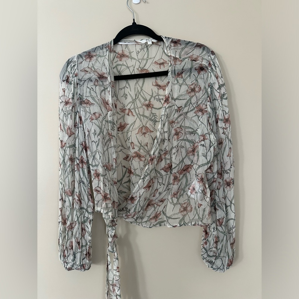 Sheer floral Wrap top